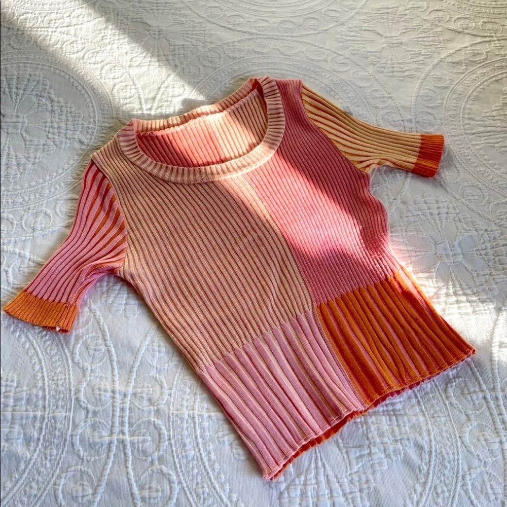 Pink, Orange, and Yellow Colorblock Top